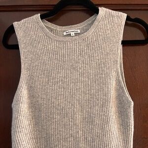 Reformation Grey Ribbed Cashmere Crop Tank Top Medium